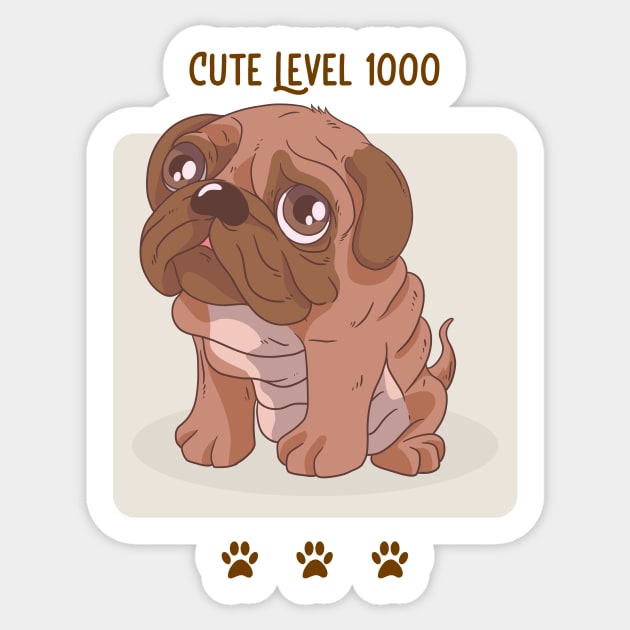 Cute Level 1000 / Cute Pug Puppy / Dog Lover / Dog Person / Pug Lover Sticker by Redboy